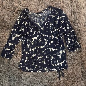 NY&C Floral Quarter Sleeve Button Up With Tie